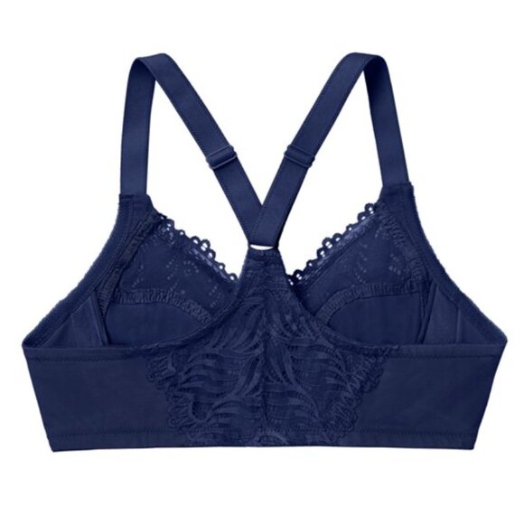 Glamorise Wonderwire Front Closure T-Back Bra Blue 38D NEW - Picture 4 of 13